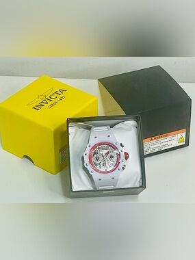 Invicta White Watch with Red Bezel
